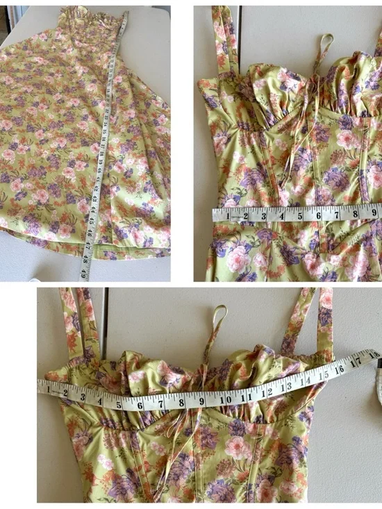 House of CB 'Carmen' Peony Print Bustier Sundress XS New - Picture 12 of 14